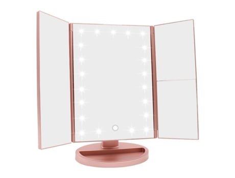 Espelho de Maquilhagem GNCHOME com Led e Ampliação X1 / X2 / X3 Dobrável e com Ecrã Táctil Ideal para Homem e Mulher
