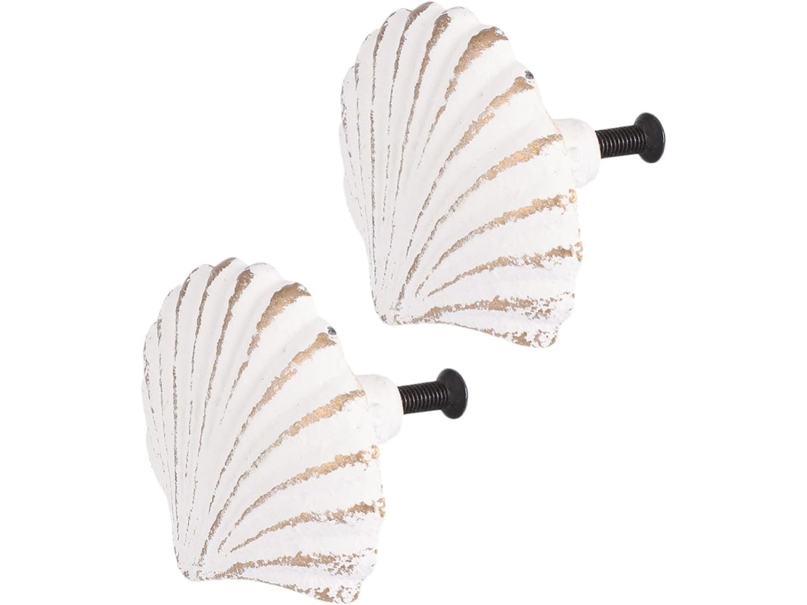 Puxadores Decorativos Mikinona Em Formato De Concha, Em Ferro Fundido Branco Design Delicado E Criativo Para Decoração