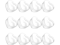Conjunto De 12 Caixas Transparentes Em Acrílico Formato Coração, Medindo 6, 5x 6x 3cm, Ideais Para Doces E Salgadinhos
