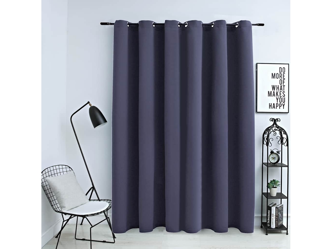 Vidaxl Cortina Blackout C/ Argolas Em Metal 290x245cm Antracite
