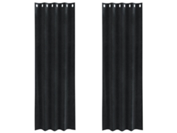 Conjunto 2 Cortinas Opacas Vidaxl Preto Veludo (140 X 245 Cm)