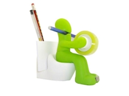 Dispensador De Fita Adesiva, Estojo Para Canetas, Formato Vaso Sanitário, Acessórios Armazenamento Com Clipe , 1 Unidade - Verde