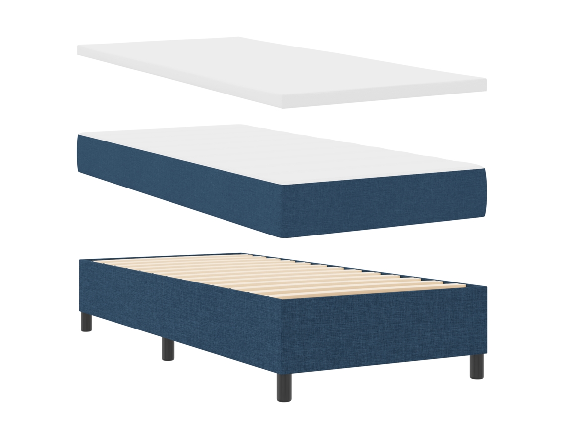 Conjunto 1 Cama Box Vidaxl Azul Tecido (80 X 200 Cm)