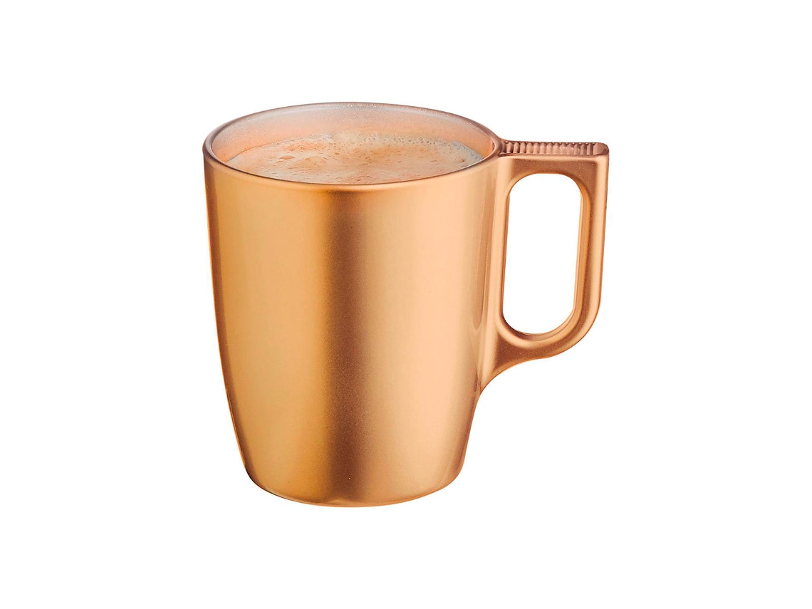 LUMINARC Flashy - Copo de café da manhã em vidro temperado de 25 cl. Ouro Neo