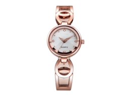 Relógio de Pulso Feminino com Strass Mostrador Redondo Quarzo À Prova D'água Branco