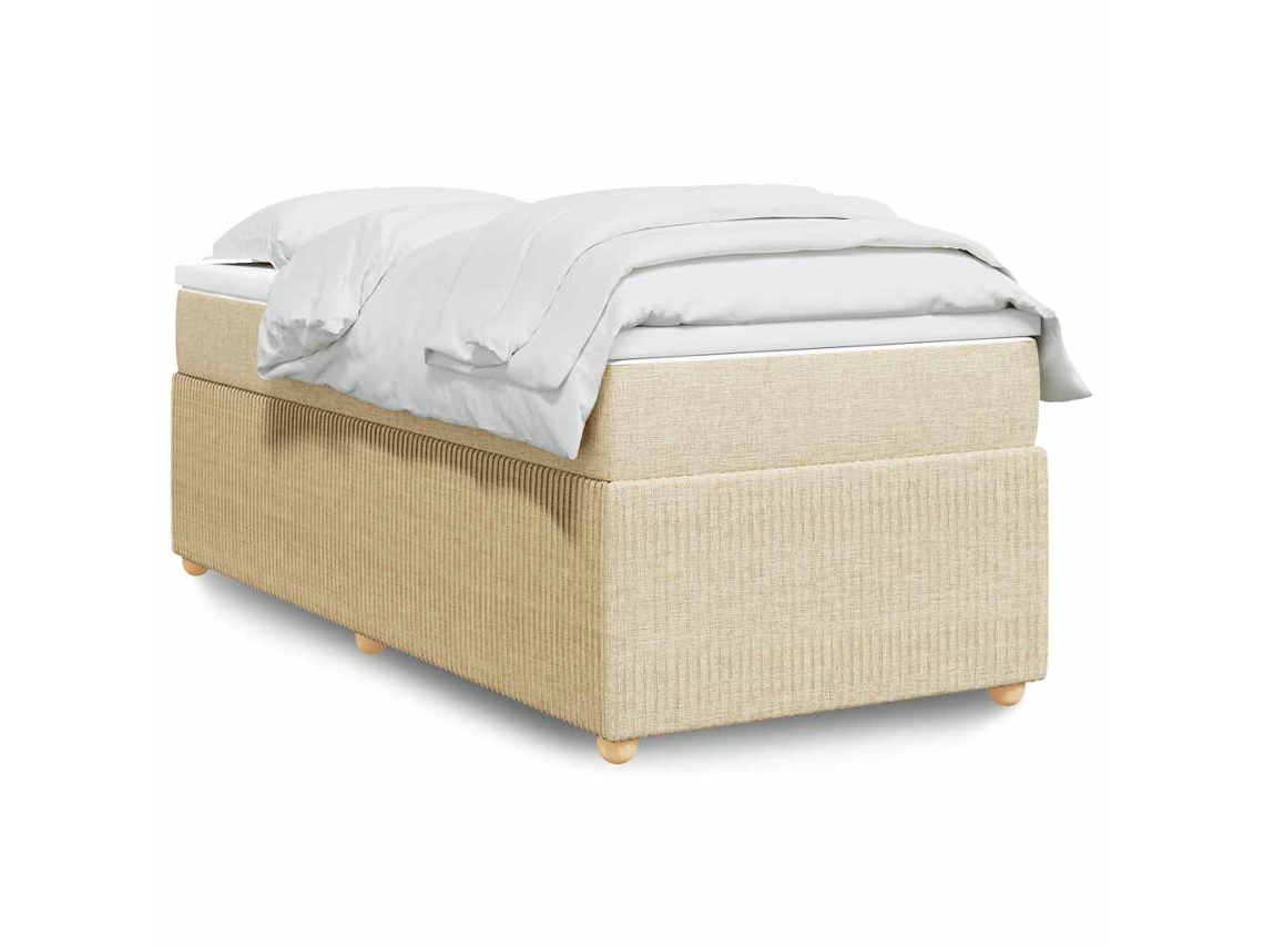 Cama Com Molas/colchão 100x200 Cm Tecido Cor Creme