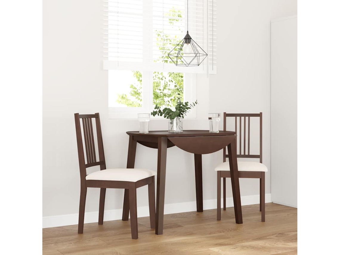 Vidaxl Cadeiras De Jantar Com Almofadões 2 Pcs Madeira Maciça Castanho