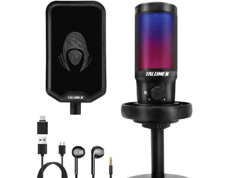 Microfone para Jogos,TALOMEN,com Luz RGB,PC/Mac/PS4/PS5,F8