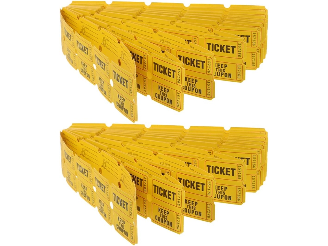 400 Bilhetes Amarelos Para Rifa, Rolos De Bilhetes Numerados Duplos Para Jogos, Festas,