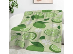 Manta de Flanela Macia e Aconchegante com Estampa Flores Brancas Limões 150x200 Cm Multifuncional Ideal para e