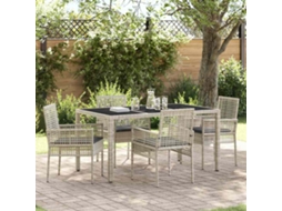 Vidaxl Conjunto De Jantar Para Jardim 5 Pcs Cinzento-claro Vime Pe
