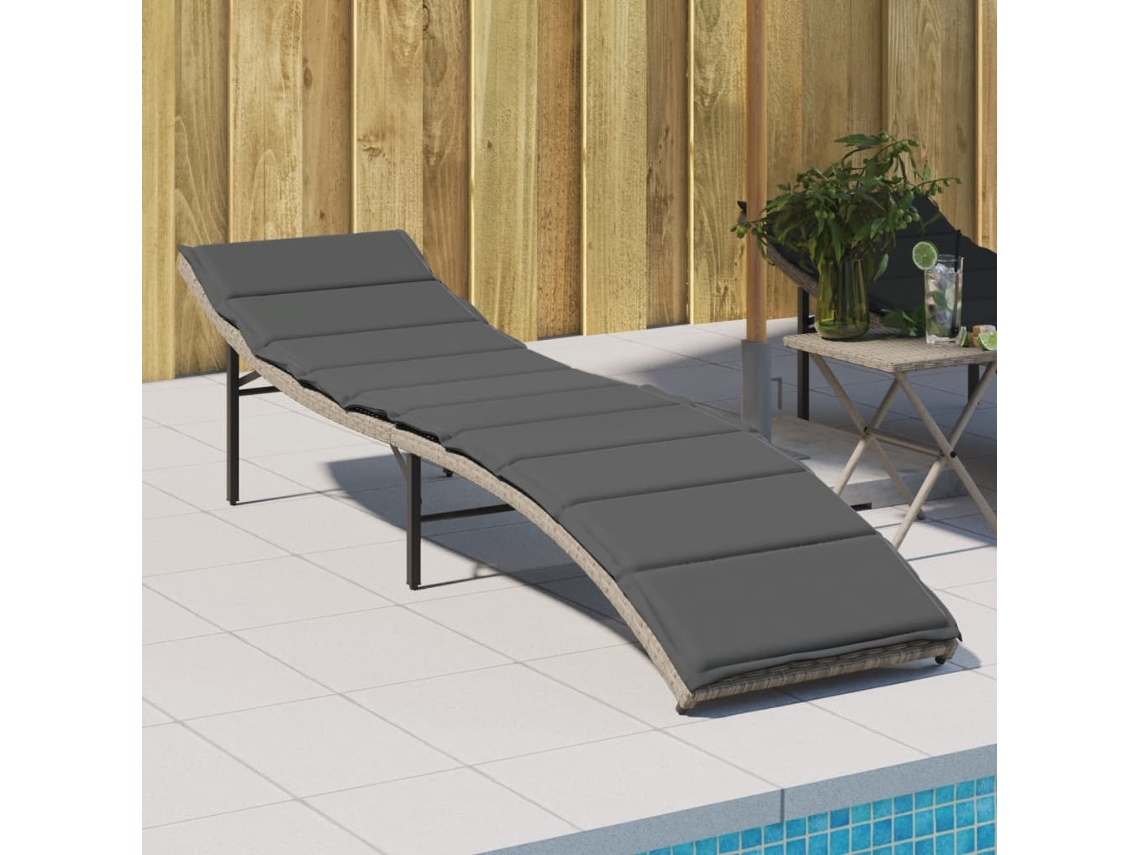 Vidaxl Espreguiçadeira Com Almofadão 55x199x50 Cm Vime Pe