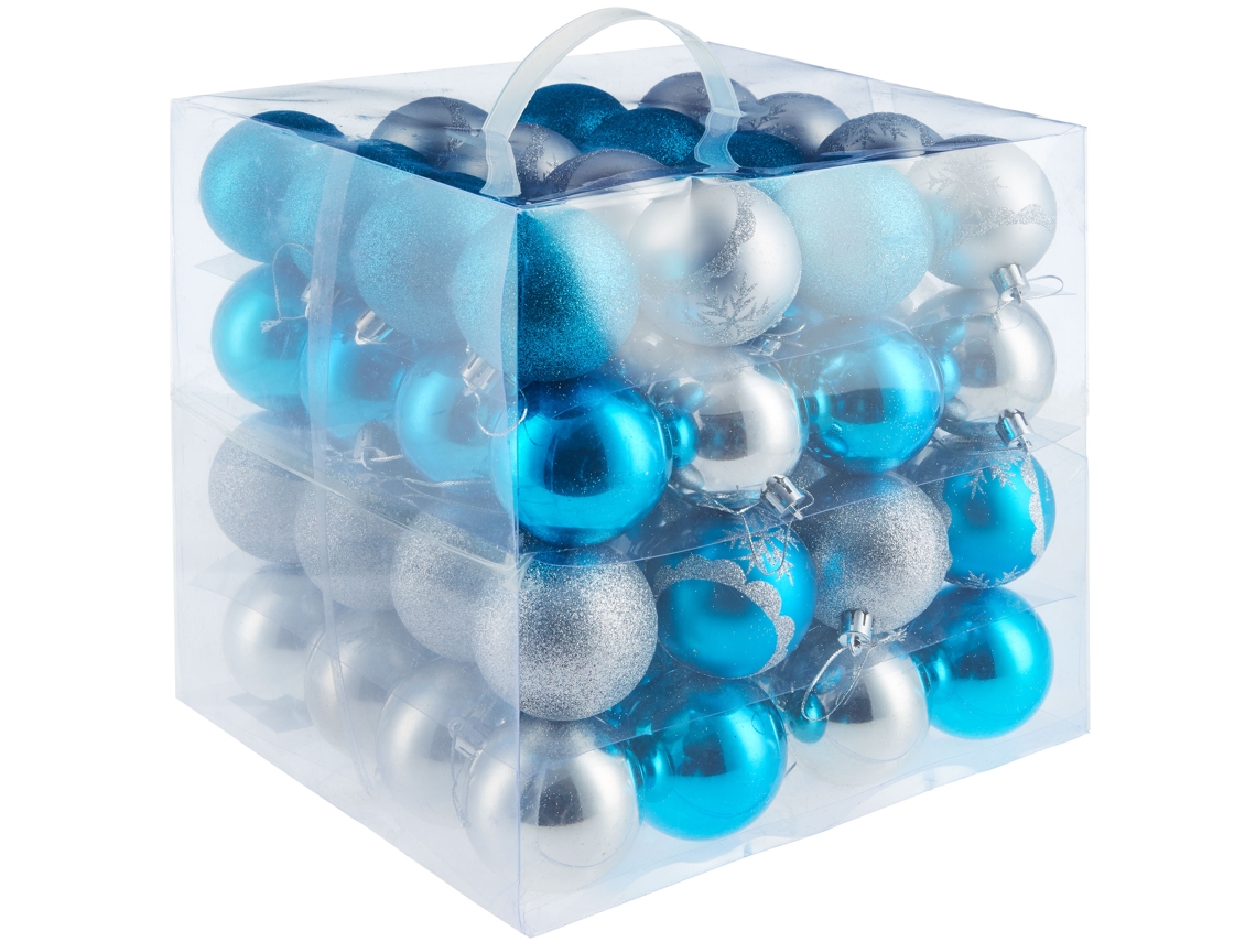 Tectake Conjunto De 64 Bolas De Natal Em Prata/azul, Prata/azul