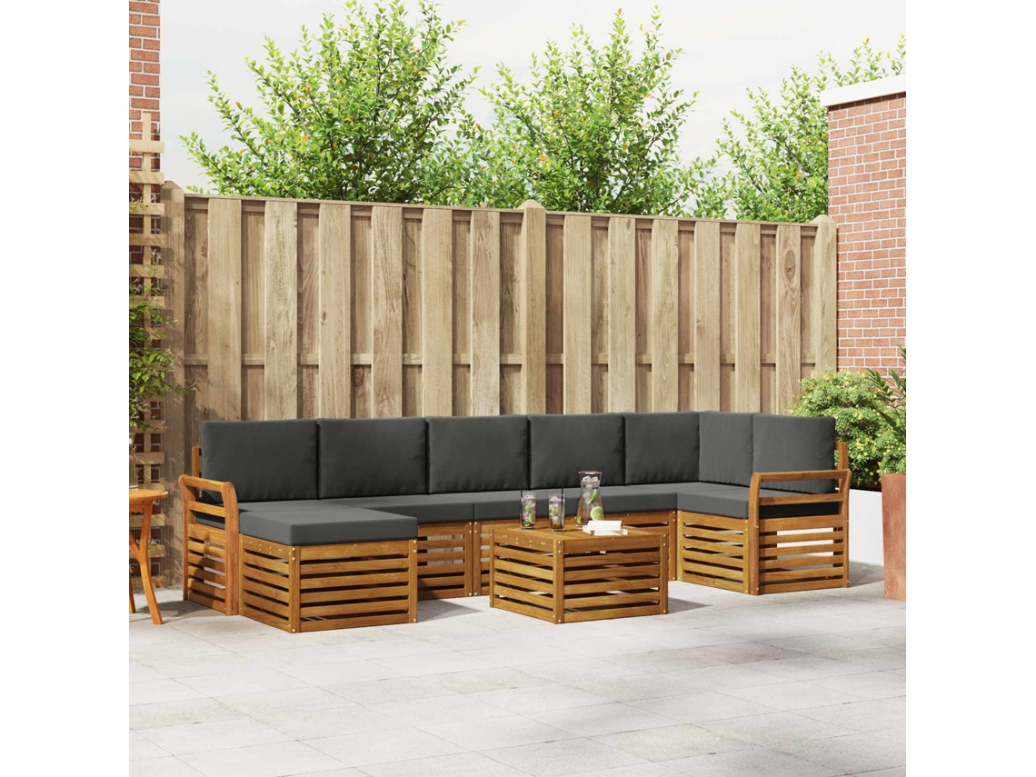 Vidaxl Conjunto De Sofás Para Exterior 8 Pcs Natural E Antracite