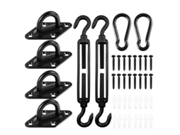 Kit De Fixation Pour Voile Dombrage 44 Pièces Robuste En Acier Inoxydable 304 Pour Installation Dauvent De Jardin Triangulaire Zeuxo (m6 Noir)