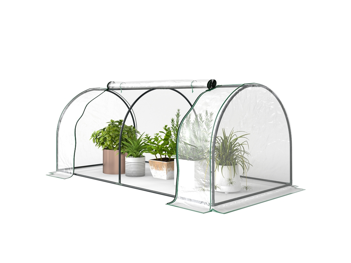 Estufa De Verde Jardim Em Túnel Aço Com Cobertura Pvc, 200x100x80 Cm, Transparente E