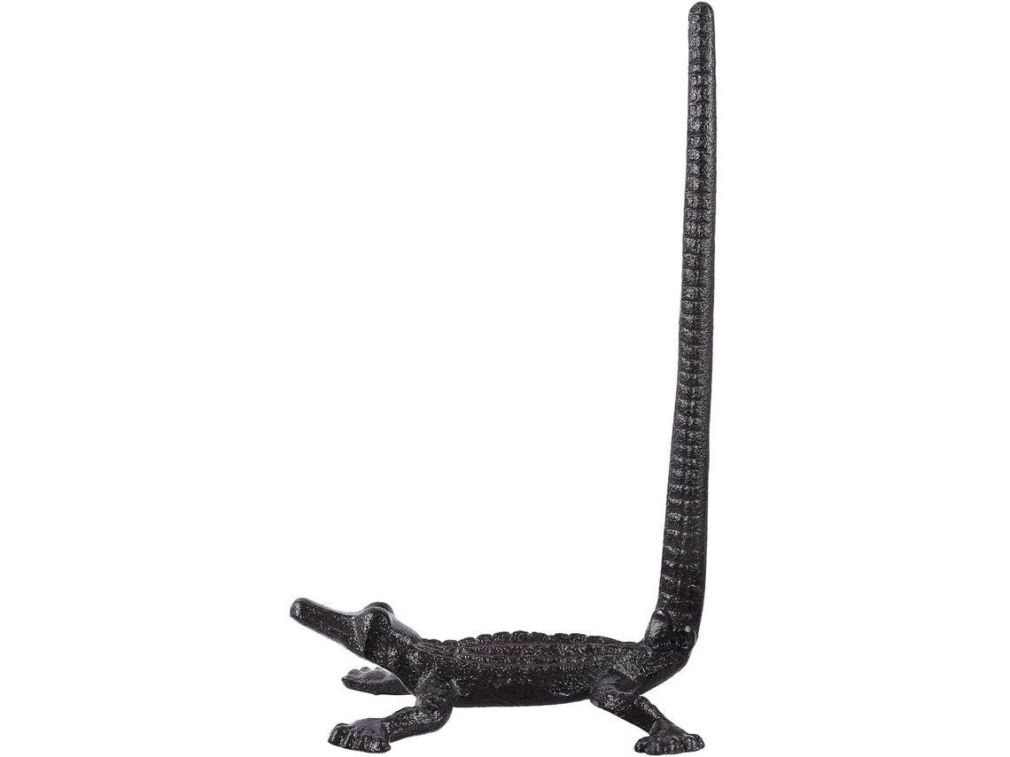 Porta Papel Higiênico De Ferro Fundido Independente Com Design Crocodilo Preto, Dispensador Suave E Superfície Lisa Para