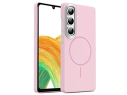 Capa Para Samsung Galaxy A34 5g Fina Circular Magsafe À Prova De Choque Dourada Em Policarbonato Rosa