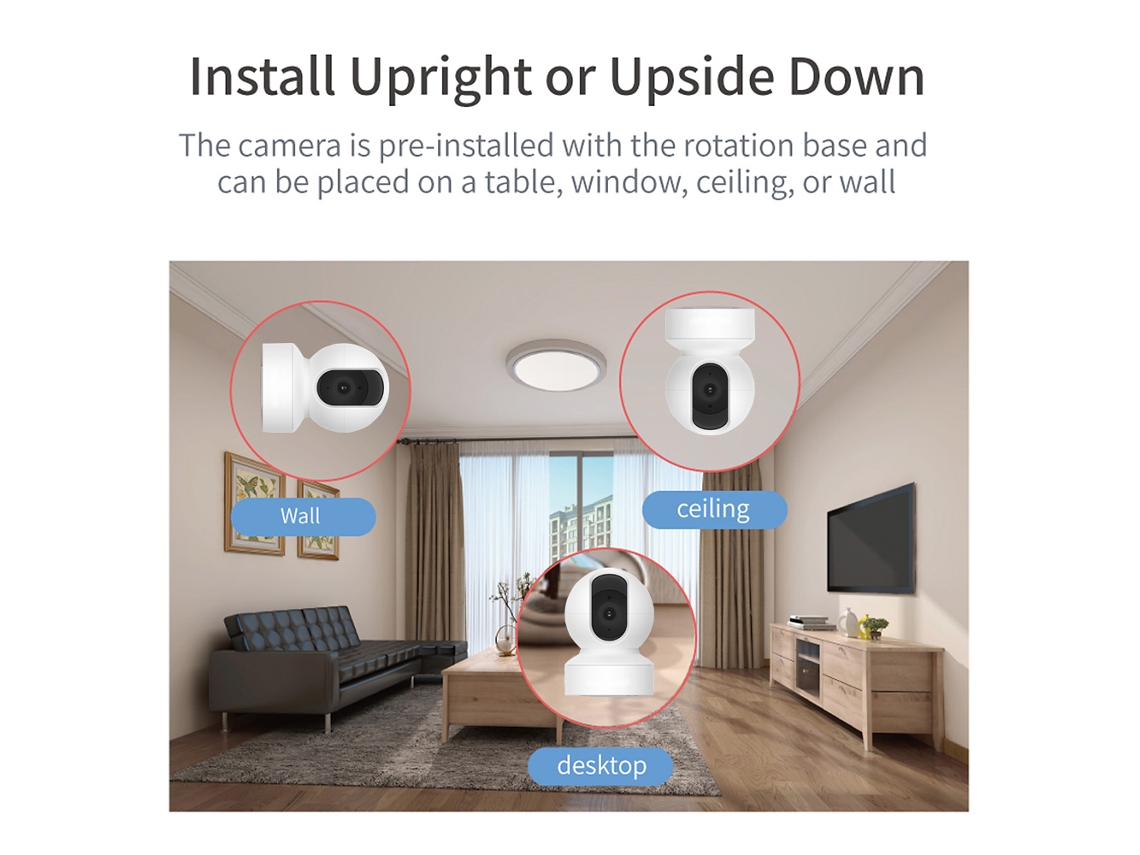 Câmara De Segurança Residencial Wifi 1080p Inalámbrica Ip, Monitor De Bebê Com Detecção De Movimento, Áudio Bidirecional E Visão Noturna