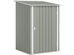Casa de jardim para ferramentas em aço galvanizado com porta 100x104x160cm marrom e cinza escuro BTFORUS