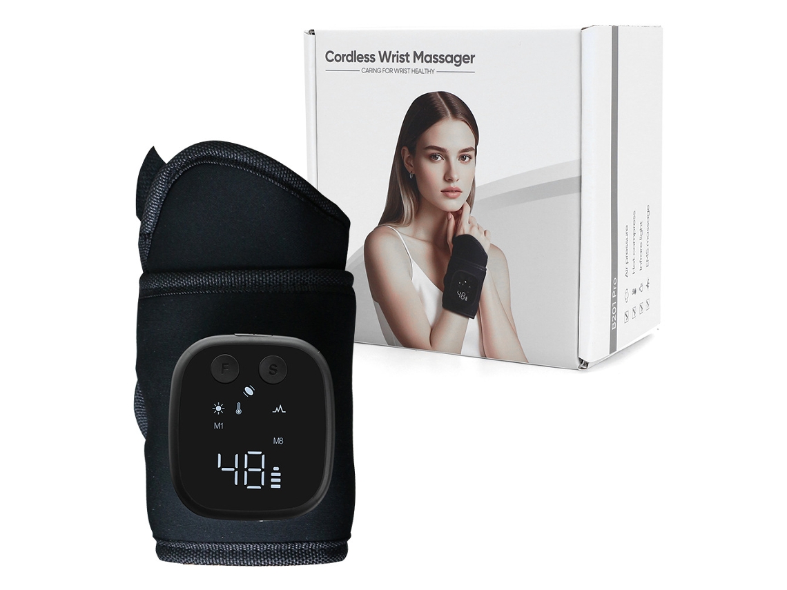 Massagem Pulso Ems Aquecido, Massagem Adoração Suporte De Fáscia Elétrica Com Pressurização Por Airbag Preto Sfushos