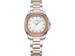 Lurelia Relógio Feminino, Detalhes Com Strass, Aço Inoxidável, Vidro Mineral, Resistente À Água, Preto