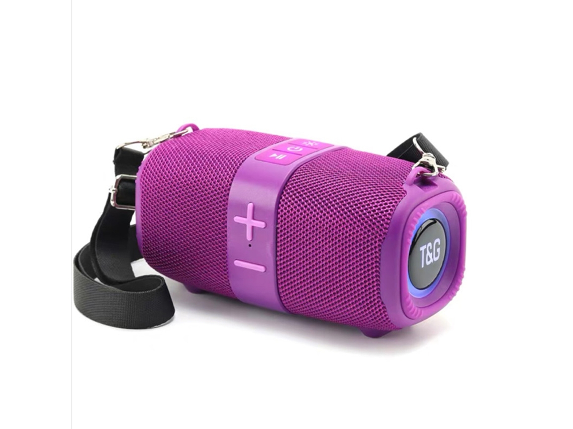 Caixa de Som Bluetooth Portátil MDUG com Luz Led e Cano Curto (roxo)