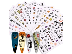 12 Adesivos De Unha De Halloween Abóbora Esqueleto Decoração Manual Para Unhas