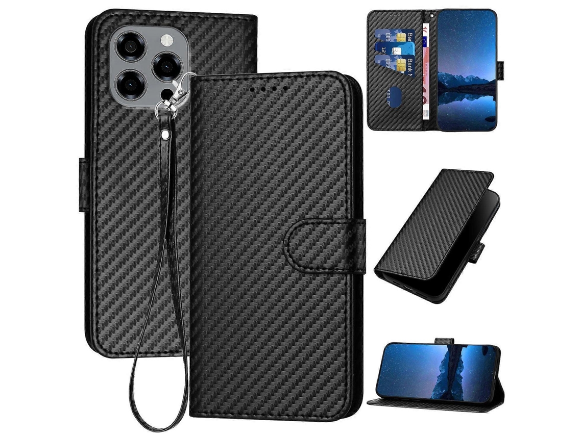 Capa De Couro Com Fivela De Fibra De Carbono E Cordão Para Doogee Note 58 / Note 58 Pro Yx0070