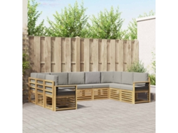 Vidaxl Conjunto De Sofá Sectional 9 Pcs Branco E Cinzento-claro