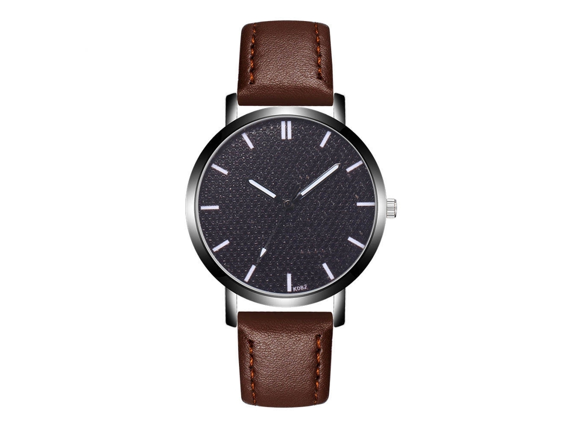 Relógio masculino Zhoulianfa, estilo casual, com mecanismo de quartzo e pulseira de couro marrom escuro.