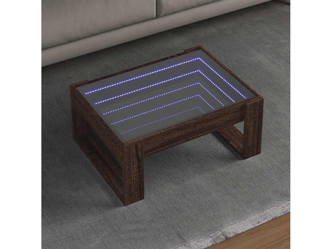 Vidaxl Mesa Centro Luzes Led Infinity 70x53x30 Cm Carvalho Castanho