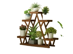 Suporte Para Plantas, Design De 6 Andares, Madeira De Pinheiro Durável, Marrom