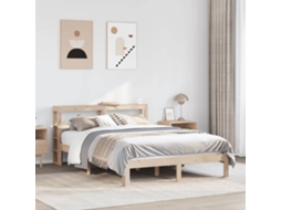 Estrutura De Cama Com Cabeceira 160x200 Cm Pinho Maciço