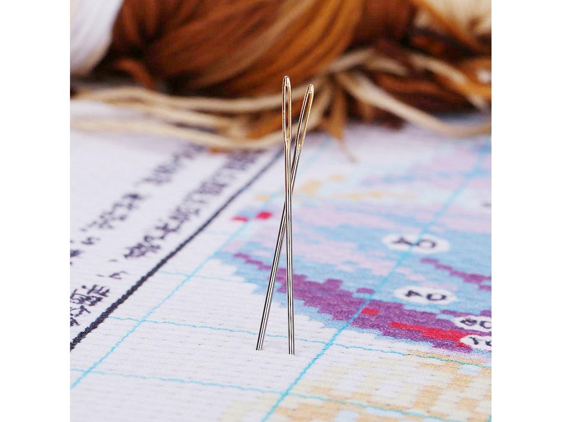 Kit de Ponto Cruz "o Casal Velho" Tela 14ct Fios Agulhas Iniciantes S/MARCA