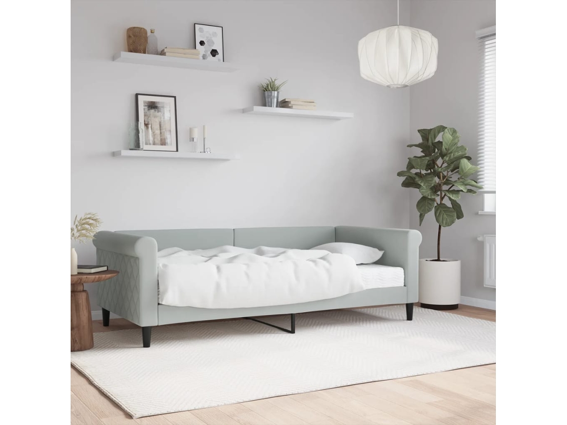 Vidaxl Sofá cama com Colchão 90x190 Cm Veludo Cinzento claro