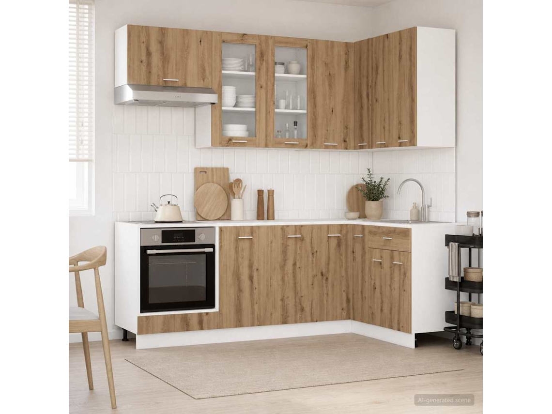 Vidaxl Unidade De Cozinha Lyon 8 Pcs Carvalho Arttisan