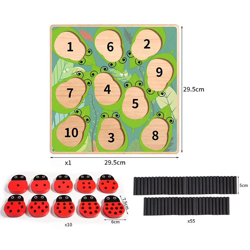 Joaninha De Madeira Que Conta O Jogo Da Vara, Montessori Matemática Brinquedo Para Crianças Aprendizagem Número Emparelhamento