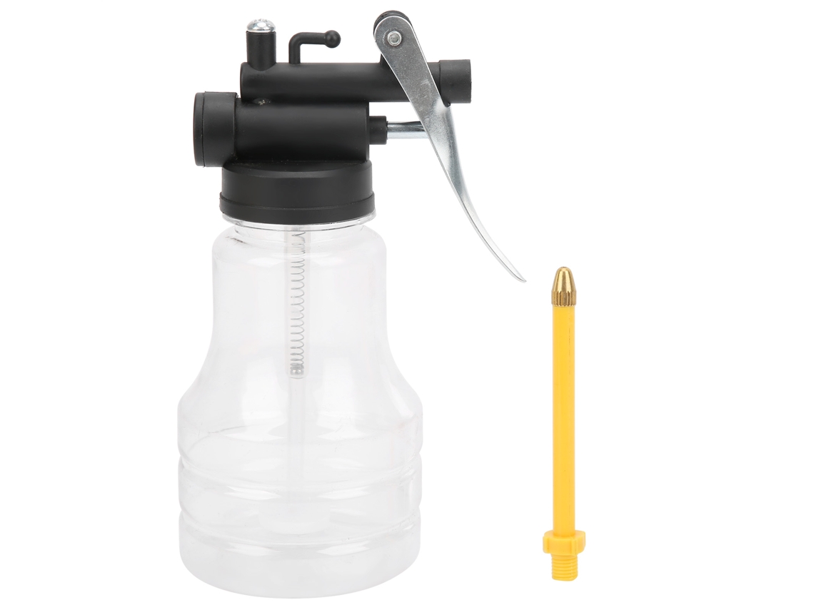 Pulverizador de óleo transparente de 250 ml para máquinas, pulverizador de óleo manual portátil de alta pressão para uso doméstico com tubo curto.