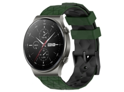 Bracelete de Smartwatch para Huawei GT2 Pro 22 mm padrão de futebol de silicone de duas cores (verde militar + preto)