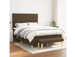 Vidaxl Cama Com Molas/colchão 140x190 Cm Tecido Castanho-escuro