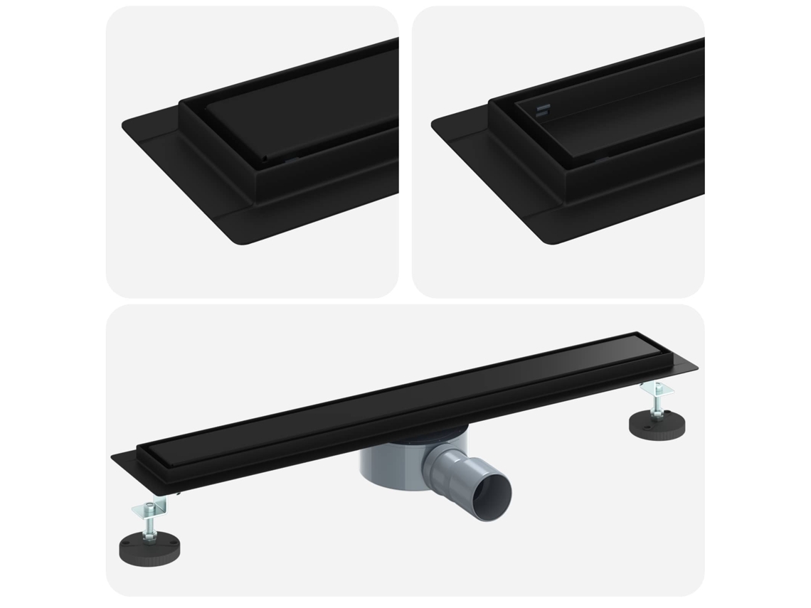 Maison Exclusive - Ralo De Chuveiro 2 Em 1 Com Sifão 360° Preto 60 Cm