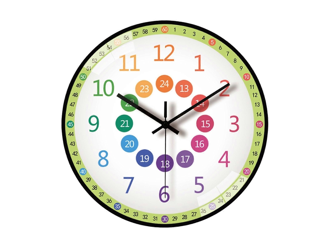 Relógio De Parede Infantil Moderno 8 Polegadas Para Ensinar A Aprender Ver As Horas, Com Mecanismo Silencioso, Id Eal Decoração Casa.