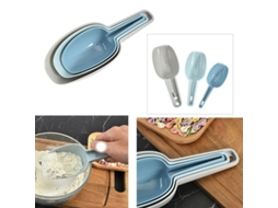 2026 conjunto de 3 Colheres de Plástico para Sorvete Doces Cereais Farinha Alimentos Secos Taupe Azul Claro Azul Escuro