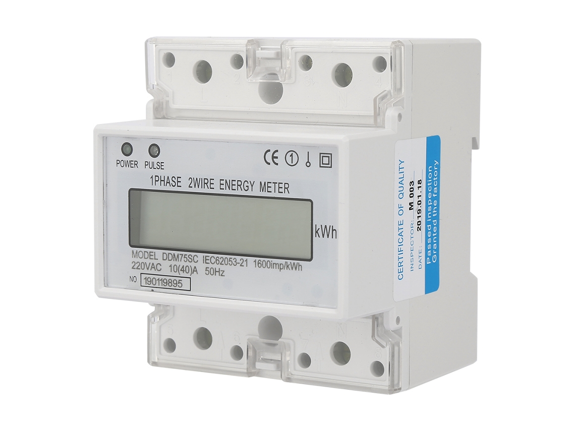 Medidor De Energia Monofásico 4p Com Lcd, Trilho Din, Ddm75sc, 10-40a