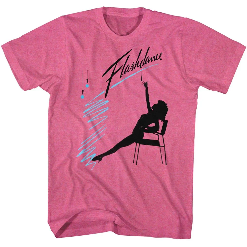 Rockinstone Flashdance Silhouette Chainpull Retro Pink Heather T-shirt Size:xxl