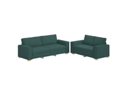 Conjunto de Sofá 2 Peças com Almofadas em Tecido Verde Escuro MAISON EXCLUSIVE