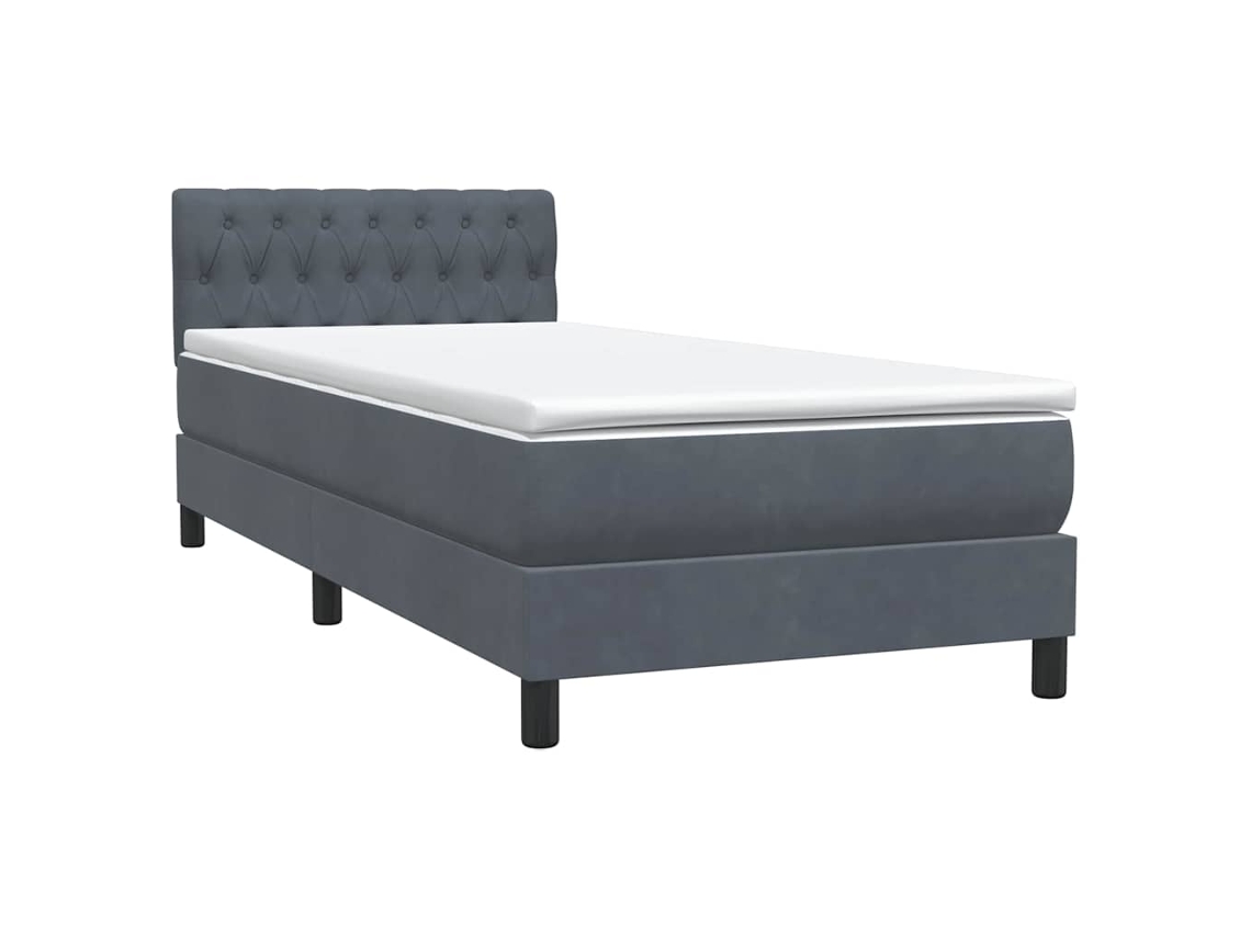 Cama com Molas/Colchão Veludo Cinzento Escuro MAISON EXCLUSIVE (90x220 cm)