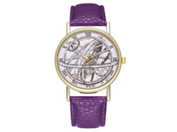 Reloj De Cuarzo Unisex Con Correa De Cuero Pu Dial Números Romanos Morado Zhoulianfa