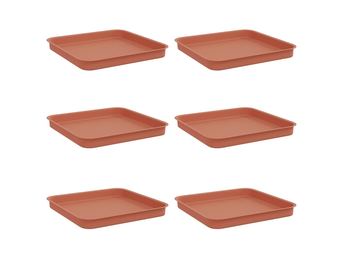 Conjunto 6 Vaso Quadrado Vidaxl Vermelho Plástico (25,5 X 25,5 X 2,5 Cm)